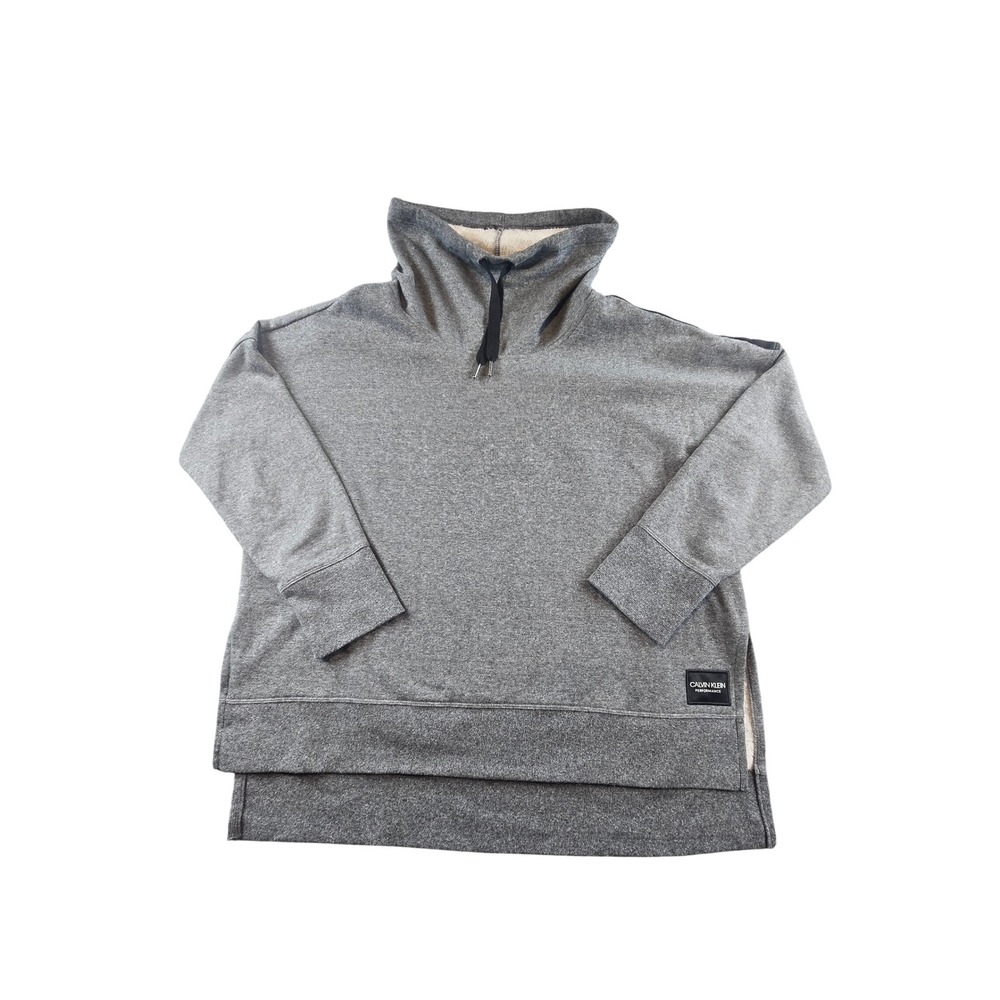 Calvin Klein Performance Womens XL Gray Funnel Neck Fleece Sweatshirt Pullover